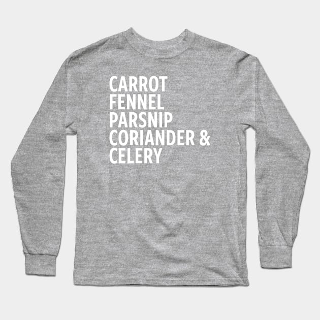 Carrot Family Reunion Long Sleeve T-Shirt by Kale Von Celery